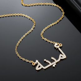 Charm Bracelets Arabic Name Necklace For Women Custom iced Out Names Necklaces Personalized Gold Stainless Steel Pendant Arabic Jewelry Gifts 231204