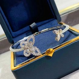 Bangle selling 925 sterling silver double butterfly bracelet for women's fashion temperament luxury brand Jewellery party gift 231204