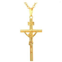 Pendant Necklaces Collare INRI Cross Pendent Men Jewellery Gold Silver Black Colour Religious Christian Crucifix Necklace Women P579226T