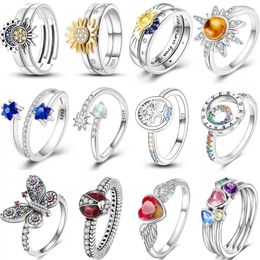 Cluster Rings For Women Original Stackable 925 Sterling Silver Zircon Ring Sparkling Jewellery Fashion Birthday Gifts Butterfly 2023