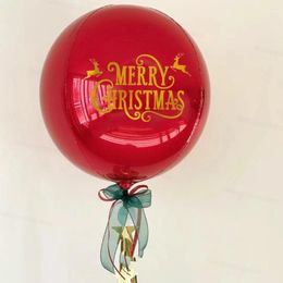 Party Supplies 1SET Christmas Red 4D Round Foil Balloons With Merry Custom Stickers For Xmas Year Decorations 2024