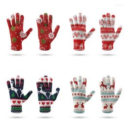 GRACE GM Five Fingers Gloves Red Christmas Elk Glove Women Men Stretch Knit Mittens Non-Slip Elastic Compression Chic Gift Luvas DBG B