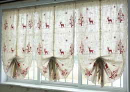 Curtain Christmas deer Curtains ornament french door decor Coffe kitchen curtain 231202