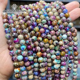 Loose Gemstones Natural Dyed Colour Flower Purple Imperial Stone Emperor Jasper Round Bead Spacer For Jewellery Makign Diy Bracelet Necklace