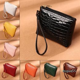 Mini Women's Wallet Crocodile Pattern Zipper Wrist Small Coin purse Fashion Pu Leather Ladies Card Holder Coins bag233L