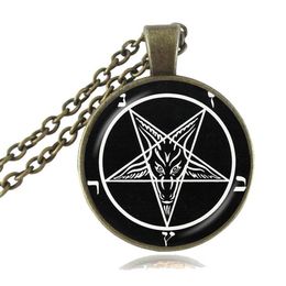 Satanic Baphomet Inverted Pentagram Pendant Gothic Necklace Goat Head Pendant Satanism Necklace Evil Occult Pentacle Jewelry Pagan240U