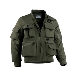 Men's Jackets Trend Fashion Polyester Fibre Multifunctional Multi-Pocket Military Off-Road Tactical Jacket Solid Colour Simple Leisure 231204