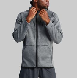 LU LU B Men New Yoga Zipper Hooded Jacket Casual Long Sleeve Outdoor Jogger Outfit Fitness Sports Double-Sided Brushed Fabric Material Outwear Fashion Trend Clothes