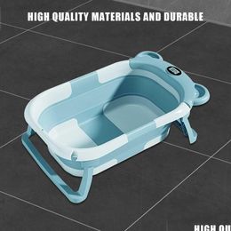 Bathing Tubs Seats Real-Time Display Bath Bucket Non-Slip Foldable Folding Bathtub With Cushion Support Mtifunctional Drop Delivery Ba Dhu6T