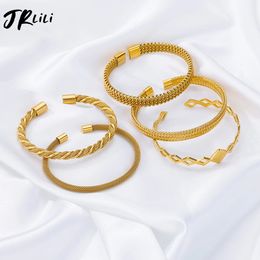 Bangle Stainless Steel Bangles Bracelet for Women Gold Plated Luxury Bracelets Femme Trend Jewellery pulseras mujer bijoux 231204