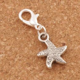 Dancing Flake Star Starfish Sea Charms 100pcs lot 12 7x29 5mm Antique Silver Heart Floating Lobster Clasps for Glass Living C1232679