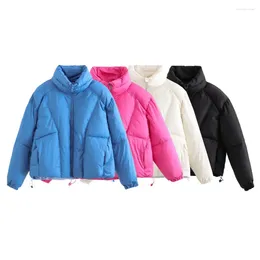 Women's Trench Coats Stand Collar Solid Color Zipper Bread Jackets For Women Windproof And Coldproof Cotton Coat Female Winter Short Jacket