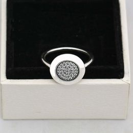 newest Compatible fit for Jewellery Silver Ring Authentic 925 Sterling Silver round disc Ring with cz paved248t