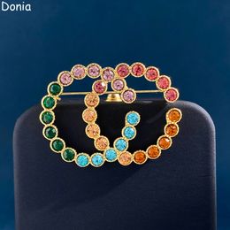 Donia Jewellery luxury brooch European and American fashion letters titanium micro-inlaid zircon creative designer brooch gift box.