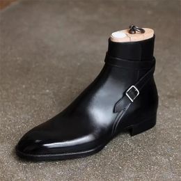 Boots Men Ankle Brown Black Red Classic Business Casual Fashion Party Wild Personality Buckle Shoes Free Shiping 231204