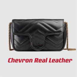 Marmont Chevron Leather Super Mini Bag Key Ring Inside Attachable to Big Tote Softly Structured Shape Flap Closure with Double Let213h