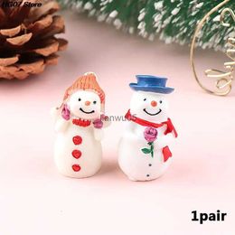 Christmas Decorations 1Pair Mini Christmas Snowman Couple Figure DIY Garden Bonsai Decor Ornament Kid Toy Miniature Figurine People Statue Resin CraftL231117