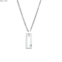 Tik Tok with titanium steel men and women fashion simple diamond rectangular design pendant necklace