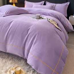 Luxury Autumn Winter Warm Pink Bedding Set Plush Velvet Queen Duvet Cover Set With Sheets Single Double Bedding Sets