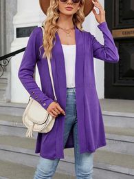 Women's Sweaters 2023 Autumn Long Cardigan Women Loose Knitted Cardigan Ladies Long Sleeve Purple Kimono Cardigan For Women T231204