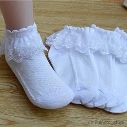 Kids Socks Breathable Cotton Lace Ruffle Princess Mesh Socks Children Ankle Short Sock White Pink Yellow Baby Girls Kids Toddler R231204