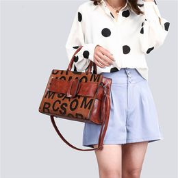 Bags Vintage 3 Sets Leather Letter Big Belt Buckle Handbags Designer High Quality Shoulder Crossbody for Women Tote Bag241R