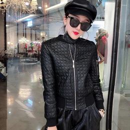 Women's Leather European Station 2023 Autumn/Winter Coat Short Loose And Slim Motorcycle Jacket PU Top Cardigan