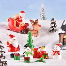 Christmas Decorations 2022 New Mini Resin Christmas Decoration Santa Claus Snowman Tree Micro Landscape Model DIY Miniature Garden Figurine Home DecorL231117