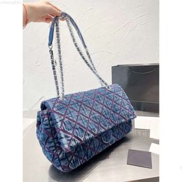 Designer Bag Small fragrance denim butot embroidered rhombus chaneled chain underarm fashion shopping bag B