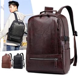 Backpack Men Anti Theft Laptop Vintage Leather Travel Bagpack Male Computer Backbags School Bag For Boys Rugzak Sac A Dos Homme1187S