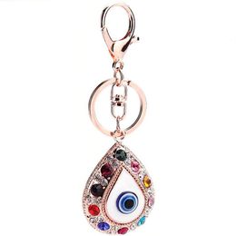 4pcs Lot Turkey Blue Eye Key Chain For Women Handbag Decoration Keychain For Woman Girls Rhinestone Key Ring Jewellery Accessories279e
