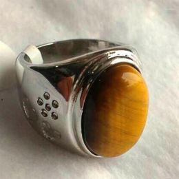 Cluster Rings Fashion Jewellery Listed Men Natural Tigers Eye Stone Size 8 9 10 11 Gift Ring2276