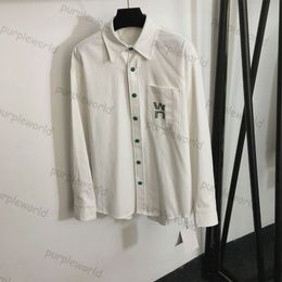 Drill Letter Designer Lapel Blouse Casual Denim Shirts Women Long Sleeve Jacket Vintage Tops