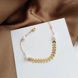 Link Bracelets Creative Wheat Ear Pearl Bracelet For Women /Girl Simple Summer Gold Color Adjustable Party Fine Gifts