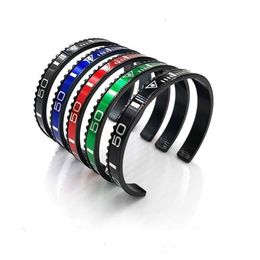 charms Black Plated Speedometer Dia Men Cuff Bracelet Bangles in 316l Stainless Steel Speedometer Bezel Bracelet Men Jewelry245i