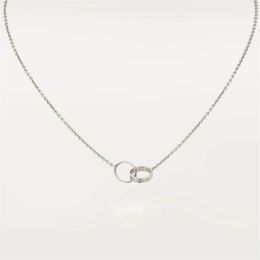 Pendant Necklaces Classic Design Double Loop Charms Love Necklace For Women Girls 316L Titanium Steel Wedding Jewellery Collares Col191v