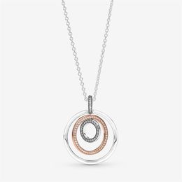 New Arrival 100% 925 Sterling Silver Two-tone Circles Pendant & Necklace Fashion Jewellery Making for Women Gift319h