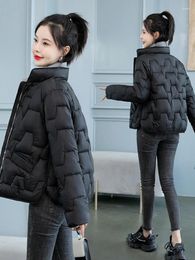 Women's Trench Coats 2023 Women Cotton Padded Jacket Autumn Winter Female Zipper Ultra Light Down Parkas Lingge Korean Short Tops