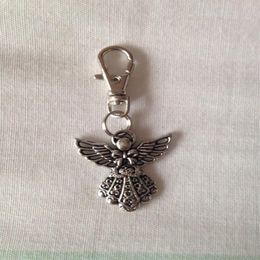 50pcs Fashion Vintage Silver Alloy Angel Charm Keychain Gifts Key Ring Fit DIY Key Chains Accessories Jewelry1289U