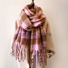 Scarves Thick Plaid Cashmere Women Scarf Long Winter Warm Pashmina Shawl and Wraps Female Casual Poncho Bufanda with Tassel Echarpe 2022 J231204