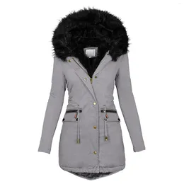 Women's Down Women Fashion Solid Overcoat Winter Thicker Slim Coat Parkas Loose Big Faux Fur Collar Jacket Vestido De Mujer D6