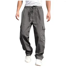 Men's Pants Summer Solid Colour Outdoors Sport Trousers Pocket Work Trouser Male Outwear Straight Wear-resisting