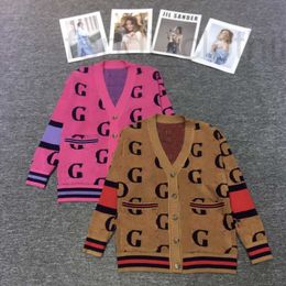 Women's Knits & Tees Designer Brand 23 Autumn/winter New G+letter 3d Pocket Single Breasted V-neck Long Sleeved Cardigan Sweater 1H8S