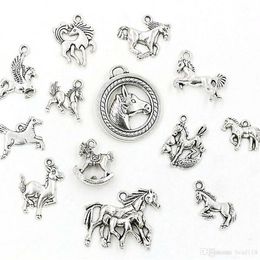 65Pcs Antique silver Alloy Mixed Horse Charms Pendants For Jewelry Making Necklace DIY Accessories2223