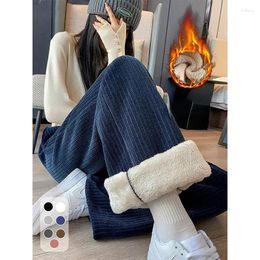 Women's Pants MEXZT Thicken Plush Wide Leg Women S-4Xl Fleece Warm Baggy Trousers Streetwear Vintage Oversized Plus Velvet Casual