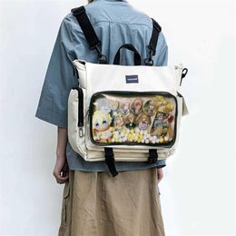 Ita Bag Backpack Clear Pocket For Women Large Capacity Girls Transparent Shoulder Itabag clear display Street Backpack H203 210907244G