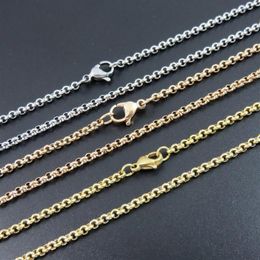 Chains Necklace Women Stainless Steel Long Men Fashion Rose Gold Chain Pearl Jewellery On The Neck Whole256i