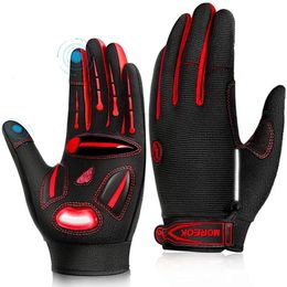 Cycling Gloves MOREOK Cycling Gloves Full Finger Winter Bike Gloves 5MM Liquid Gel Pad Anti-Slip Shock-Absorbing Touchscreen Bicycle Gloves Men 231204