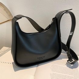 Small Designer Women's Black Bag Simple Retro Crossbody Bags Luxury Pu Leather Female Handbags Pure Colour Bucket Shoulder Bag280g