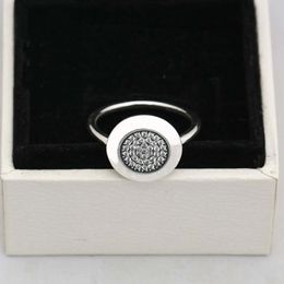 newest Compatible fit for Jewellery Silver Ring Authentic 925 Sterling Silver round disc Ring with cz paved299A